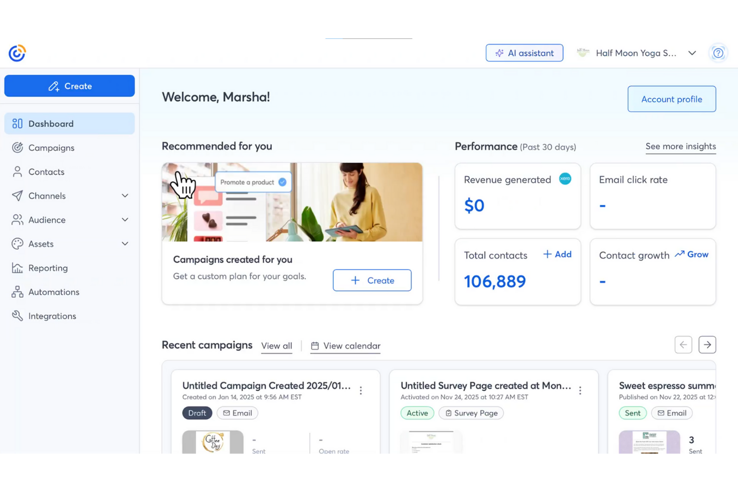Constant Contact screenshot - 10 Mejores Alternativas a Mailchimp para 2026
