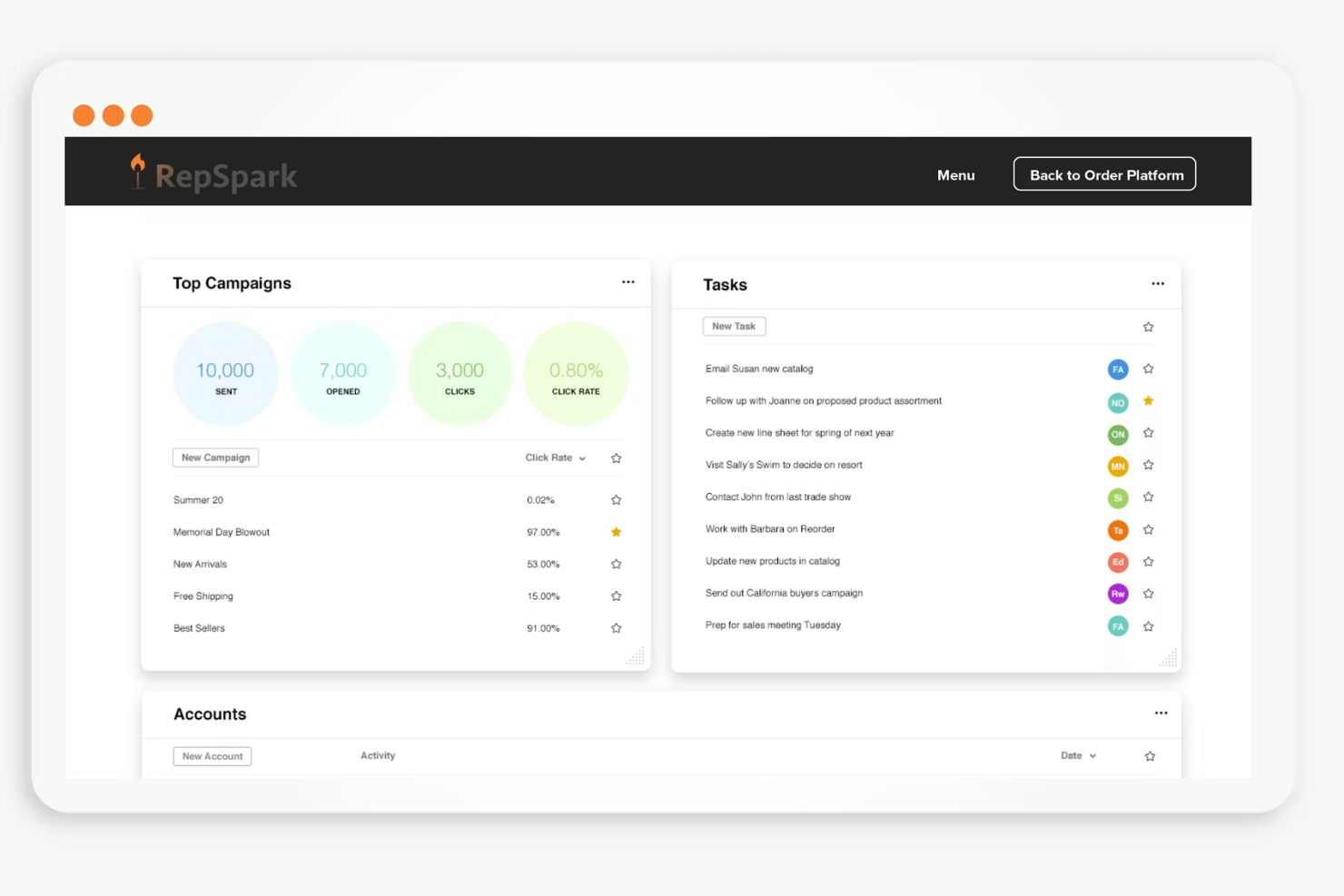 RepSpark screenshot - Le 10 migliori app di e-commerce B2B selezionate per il 2026