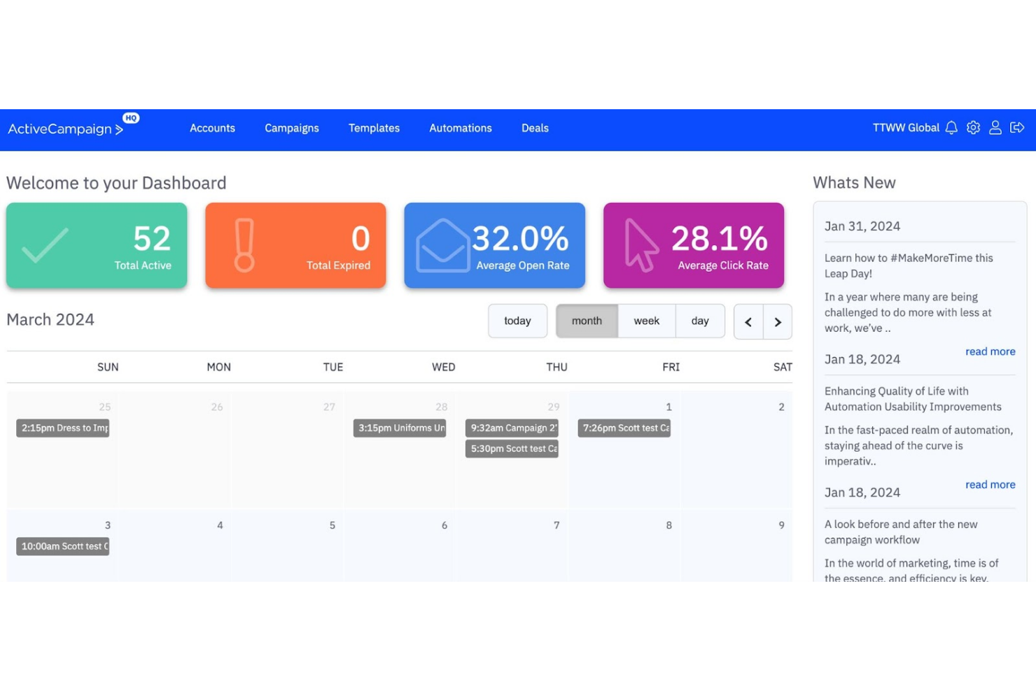 ActiveCampaign screenshot - 10 migliori alternative a Mailchimp per il 2026