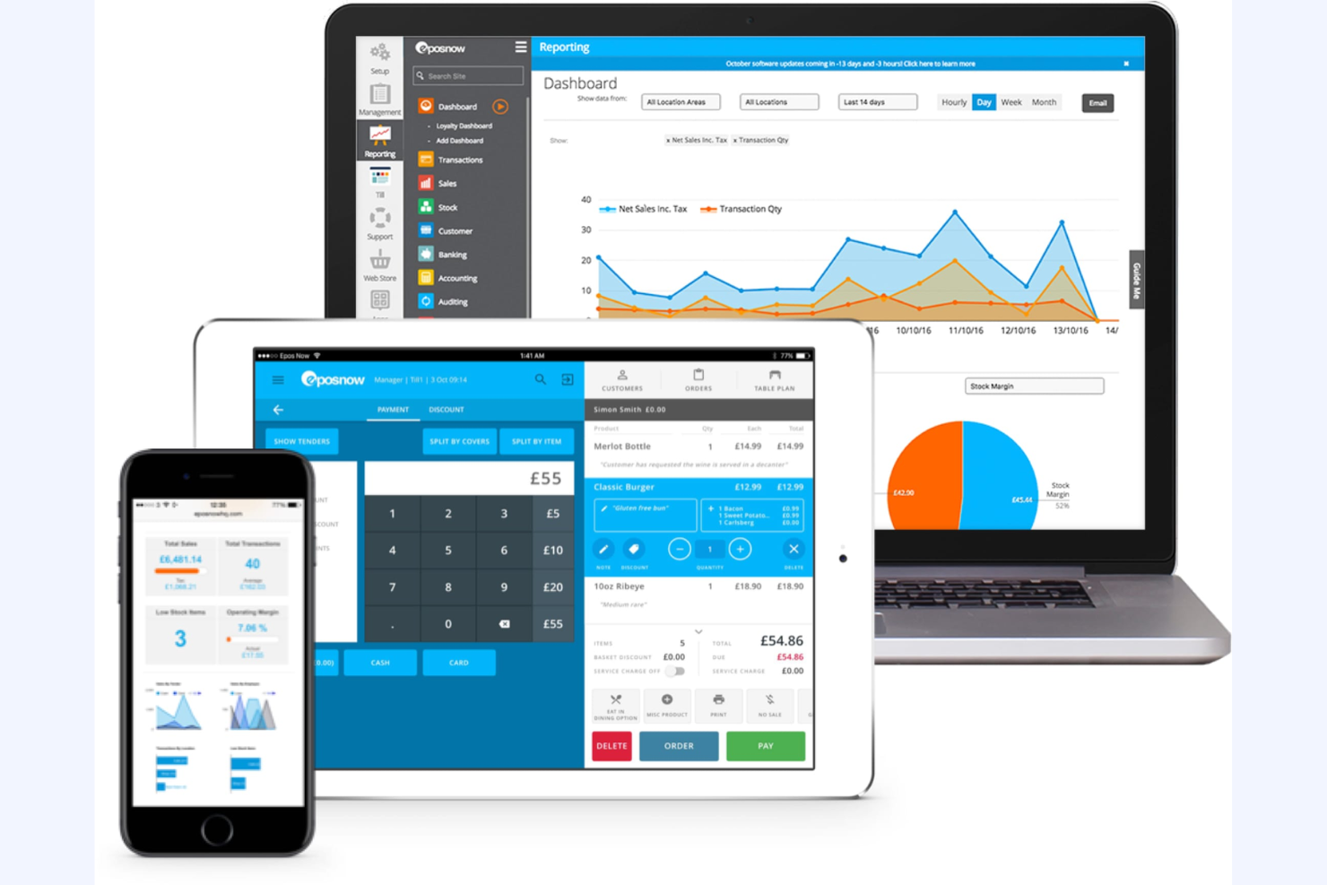 Epos Now Cafe POS screenshot - Los 10 Mejores Sistemas POS para Cafeterías Analizados en 2026