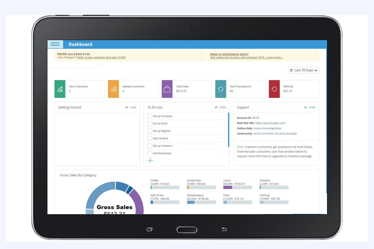eHopper POS screenshot - Le 10 migliori casse POS per caffetterie recensite nel 2026