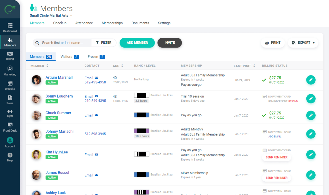 MindBody screenshot - 10 Mejores Sistemas de Software POS para Salones Clasificados para 2026