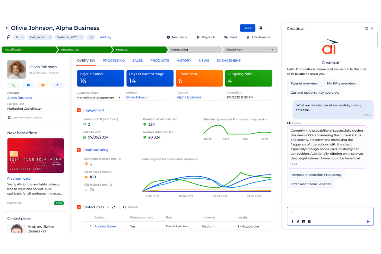 Creatio screenshot - 14 Migliori Alternative a HubSpot nel 2026