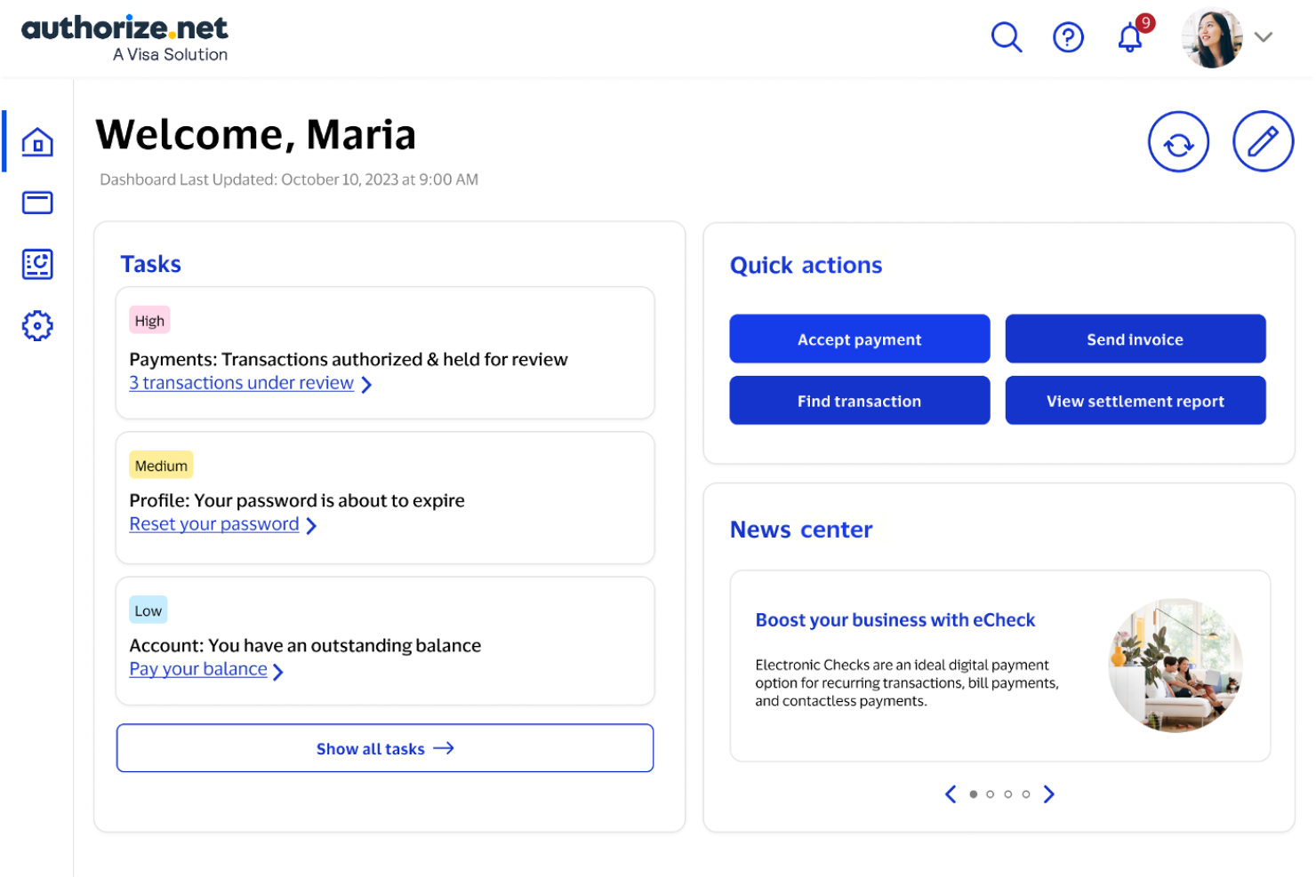 Authorize.net screenshot - 10 Soluzioni di Pagamento Retail Scelte per il 2026