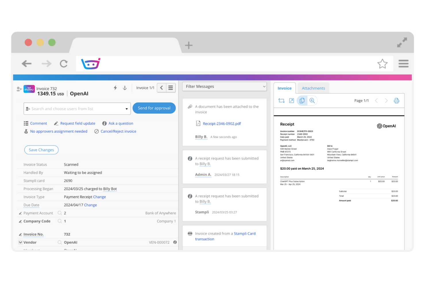 Stampli screenshot - 15 Mejores Alternativas a AvidXchange para 2026