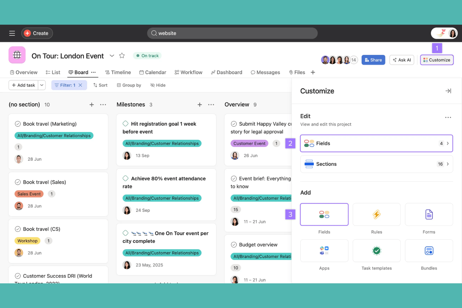Asana screenshot - Le 10 migliori alternative a monday.com per il 2026