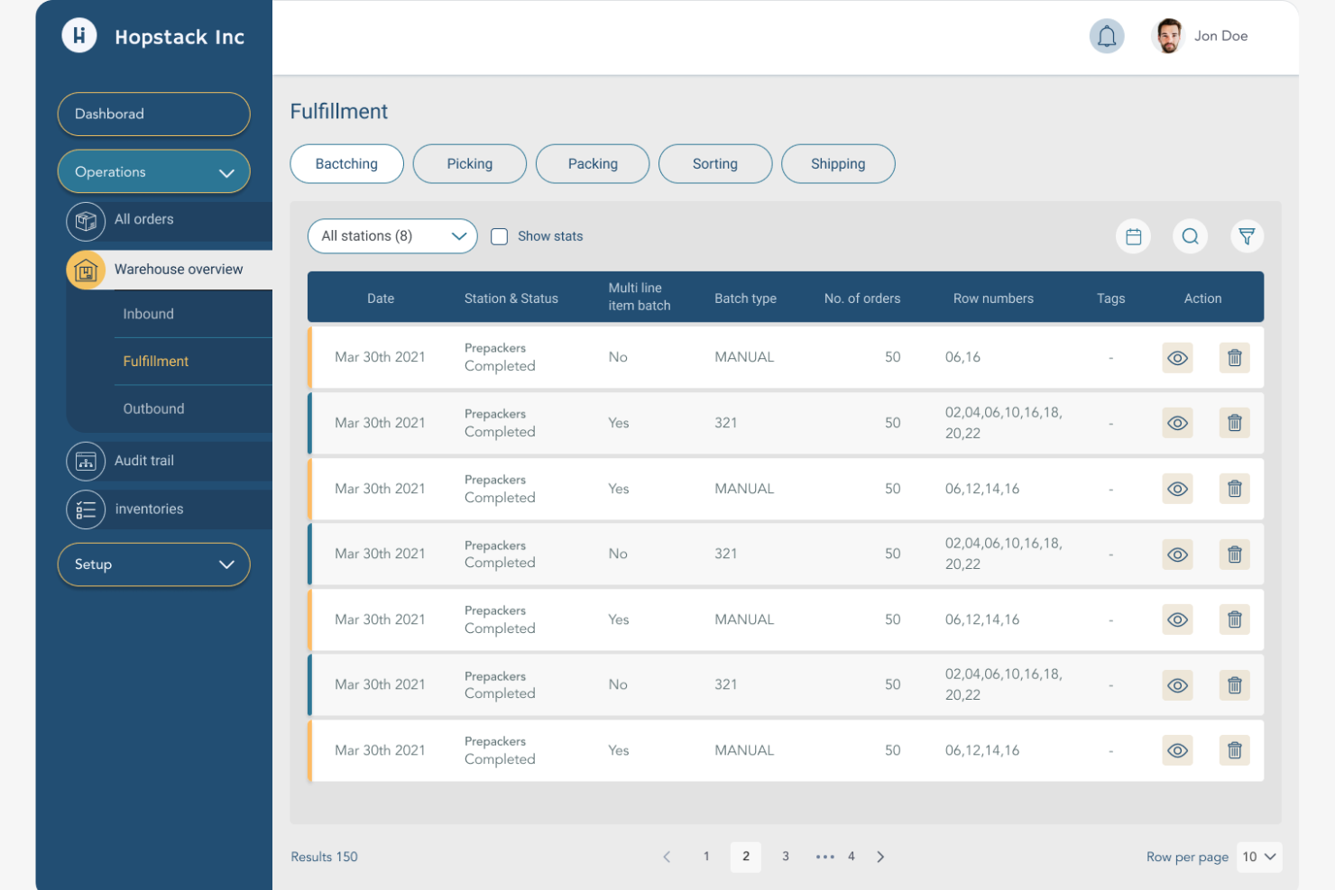 Hopstack screenshot - 10 Sistemas de Gestión de Almacenes para E-commerce en 2026