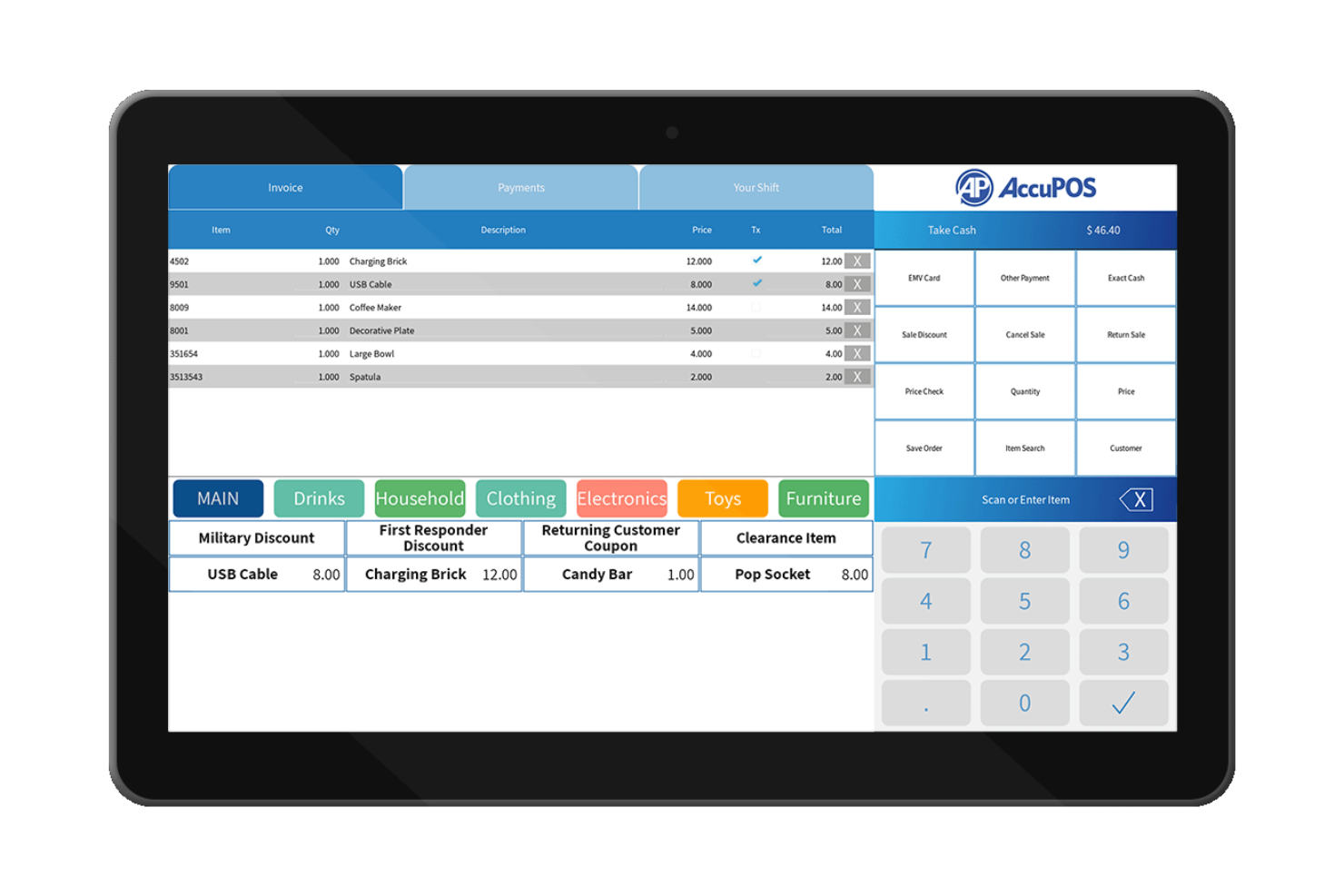 AccuPOS screenshot - I 10 Migliori Sistemi POS Android per il 2026