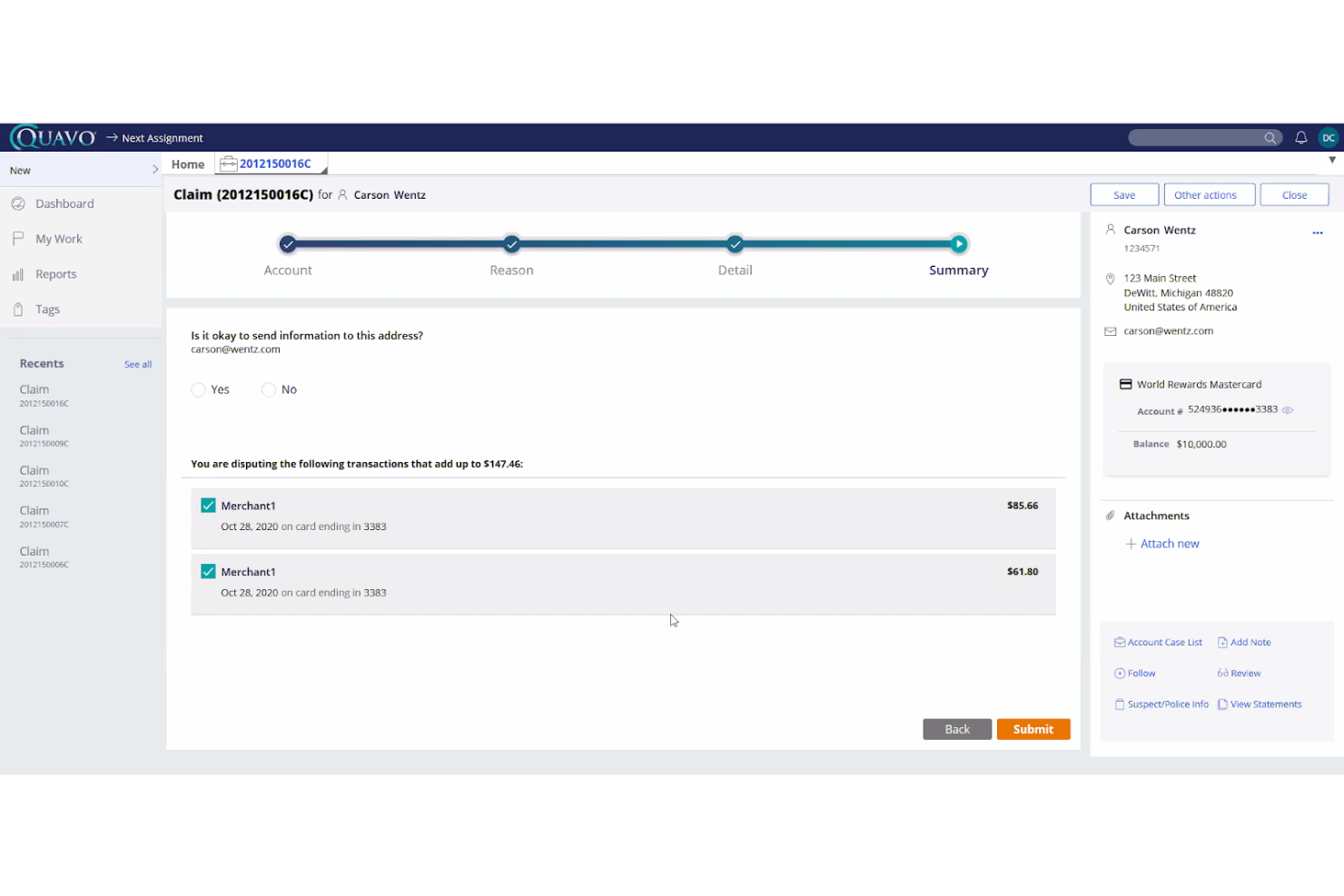 Quavo Fraud &amp; Disputes screenshot - Le 10 migliori soluzioni software per la gestione delle controversie recensite nel 2026