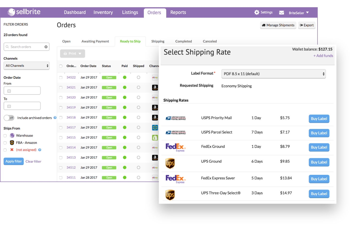 Sellbrite screenshot - 10 software di gestione inventario Amazon selezionati per il 2026