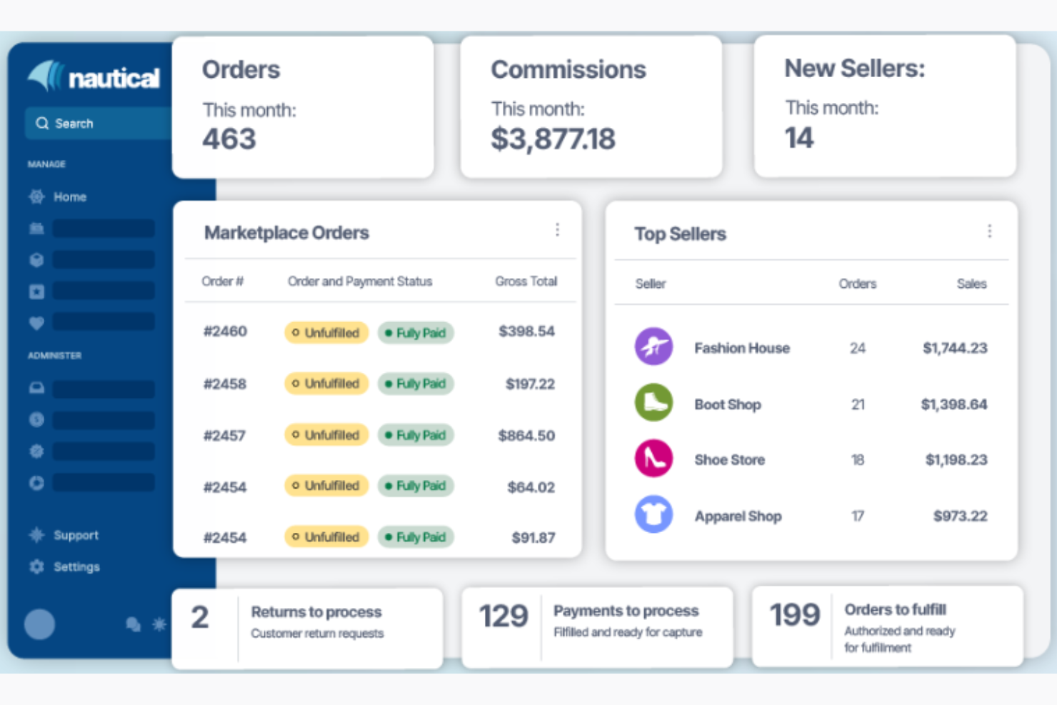 Nautical Commerce screenshot - 25 migliori piattaforme di e-commerce multi-venditore 2026
