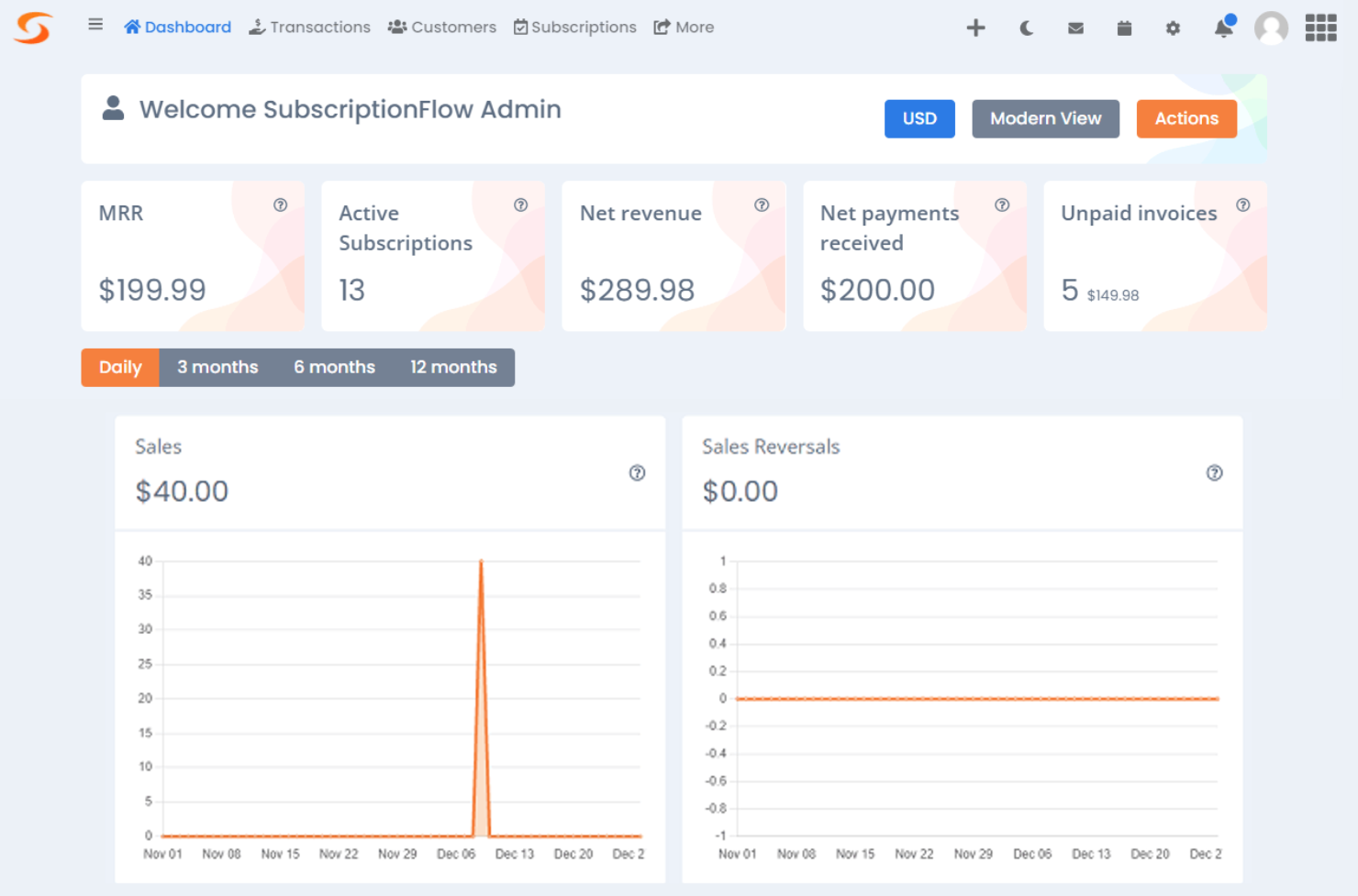 SubscriptionFlow screenshot - 10 Mejores Programas de Suscripción para Pequeñas Empresas en 2026