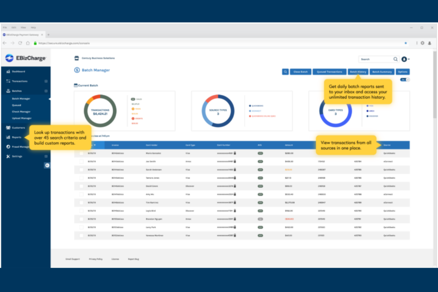 EBizCharge screenshot - Le 10 migliori alternative a Shopify Payments per il 2026