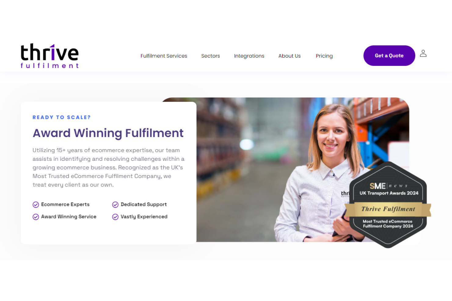 Thrive Fulfilment screenshot - 10 Mejores Servicios de Cumplimiento de Pedidos en el Reino Unido para Comercio Electrónico 2026