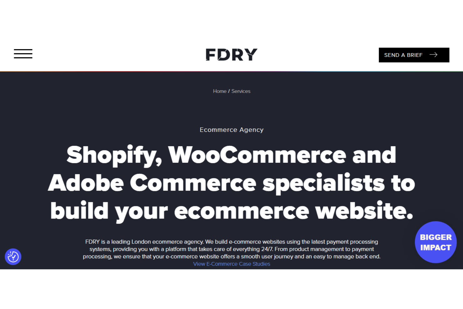 FDRY screenshot - 10 mejores empresas de diseño web para comercio electrónico de 2026