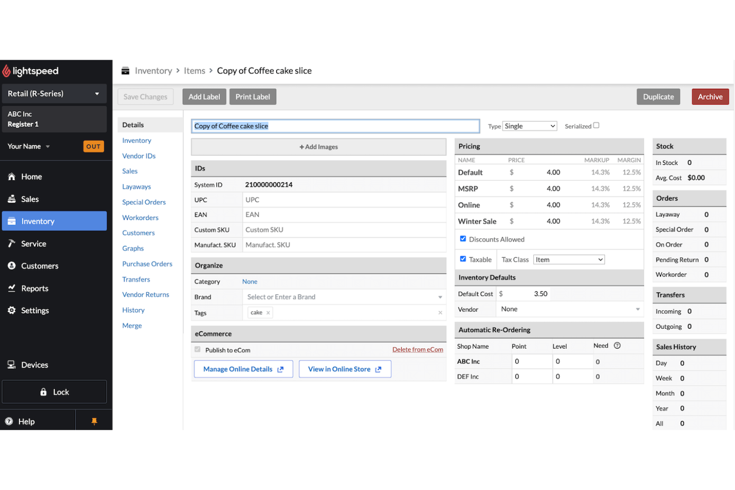 Lightspeed screenshot - Le 10 migliori alternative a Shopify POS, classificate per il 2026