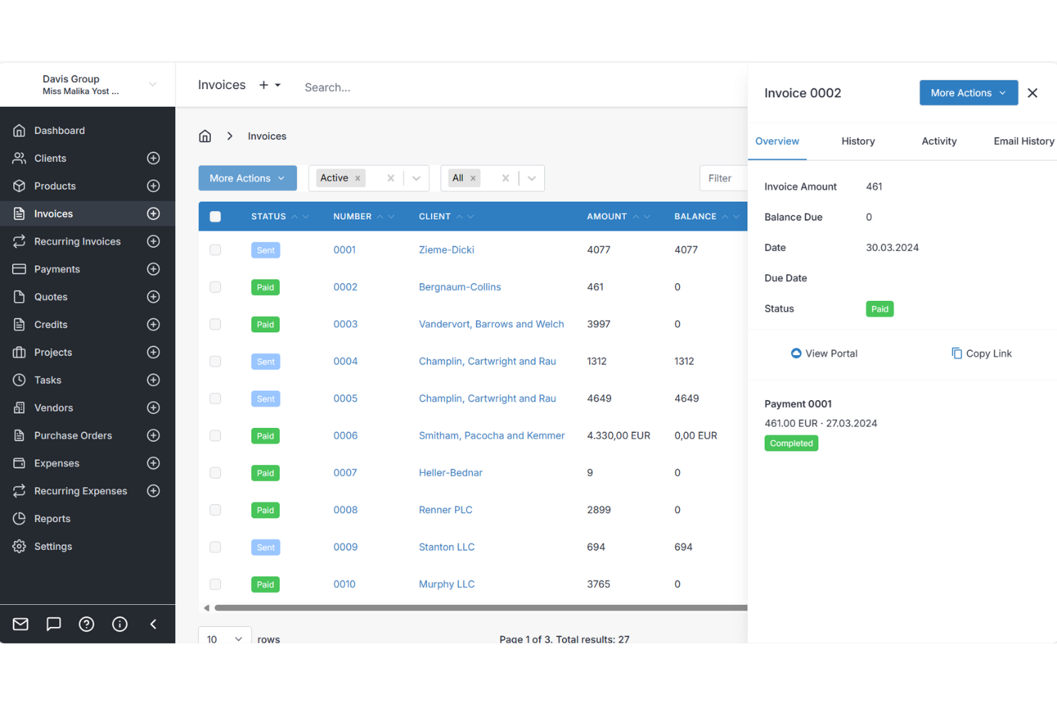 Invoice Ninja screenshot - 10 Migliori Software Gratuiti per l’Elaborazione dei Pagamenti per il 2026
