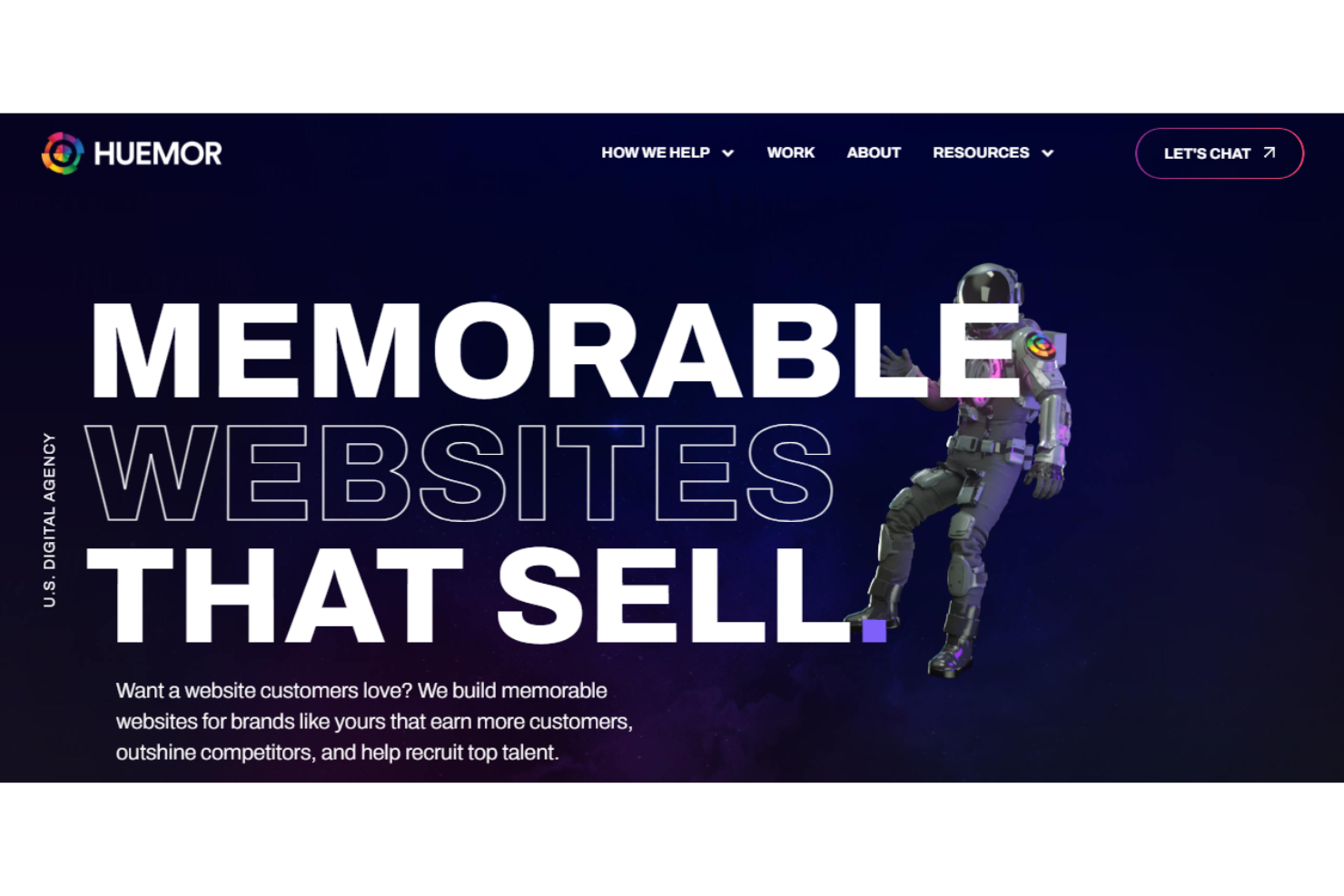 Huemor screenshot - 10 migliori aziende di web design per ecommerce per il 2026