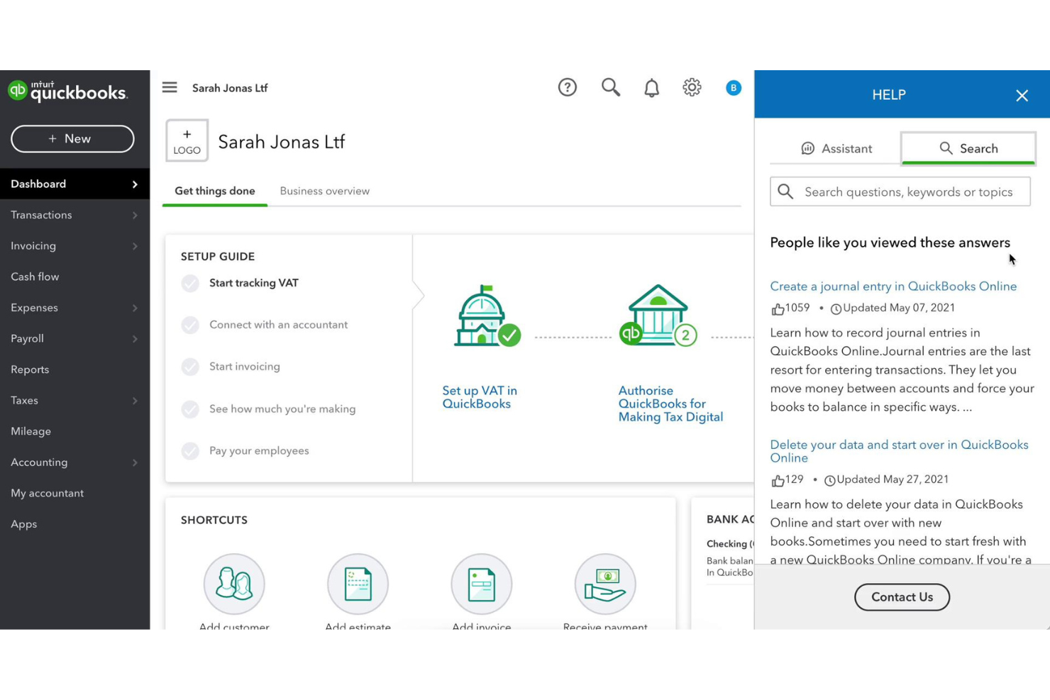 QuickBooks screenshot - I 10 migliori software per l’elaborazione dei pagamenti ACH del 2026