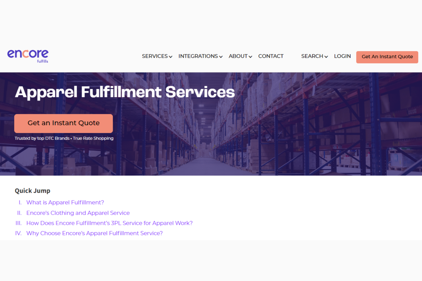 Encore Fulfillment screenshot - Los 10 mejores servicios de logística para prendas de 2026