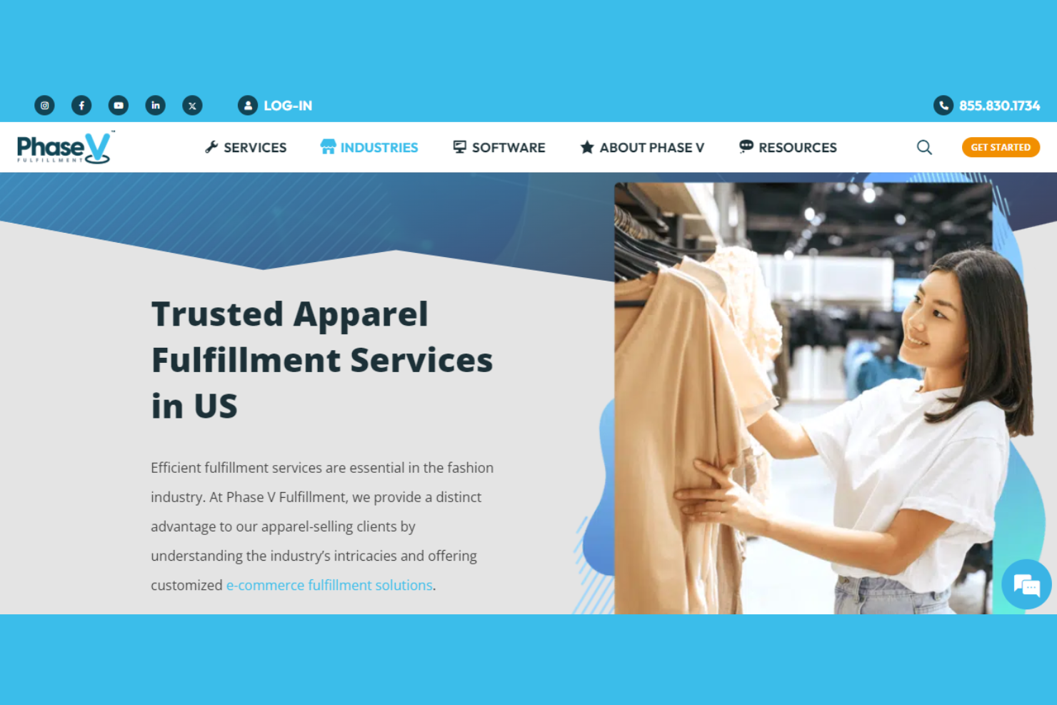 Phase V Fulfillment screenshot - 10 migliori servizi di logistica per abbigliamento per 2026