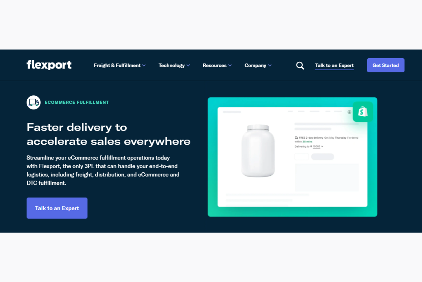 Flexport screenshot - 10 Mejores Servicios de Cumplimiento de Pedidos para Pequeñas Empresas 2026
