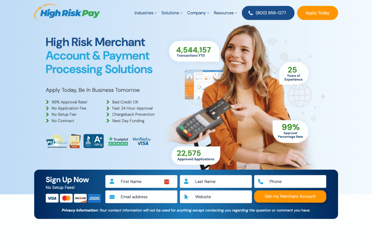 High Risk Pay screenshot - 10 Mejores Cuentas de Comerciante de Alto Riesgo para 2026