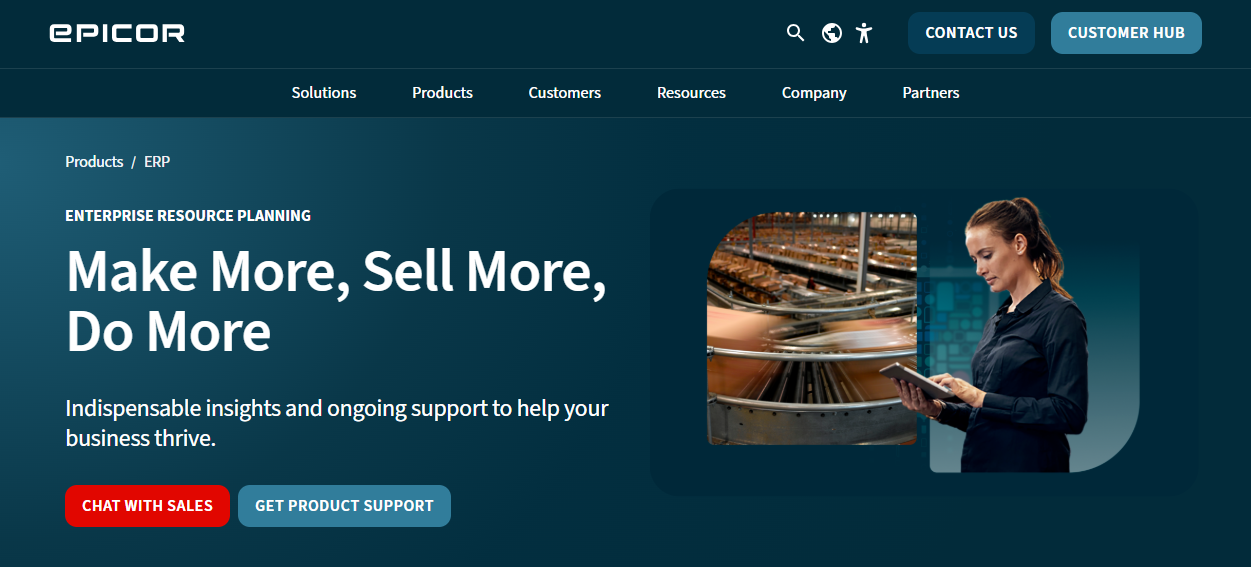 Epicor ERP screenshot - Los 10 mejores software de gestión de inventario ERP para 2026