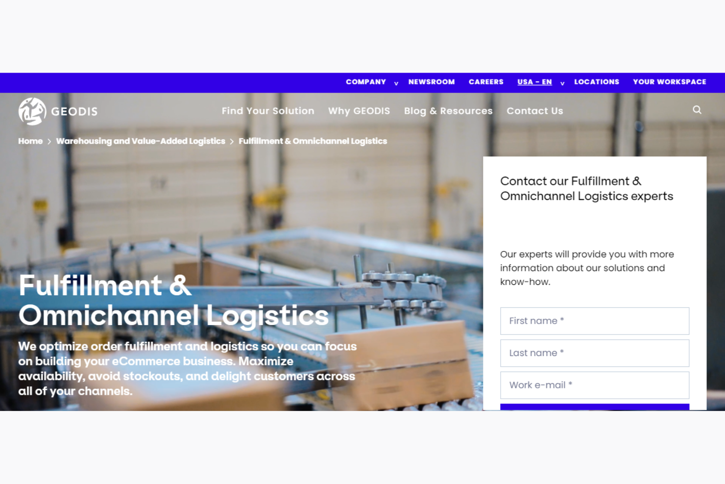Geodis eLogistics screenshot - 10 Mejores Servicios de Cumplimiento en Estados Unidos para 2026