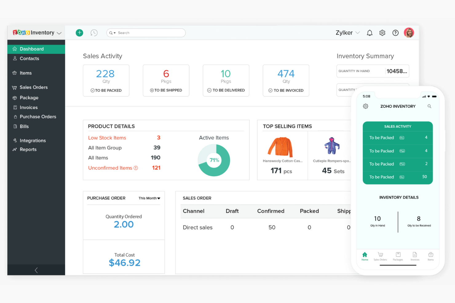Zoho Inventory screenshot - I 10 migliori software di gestione dell’inventario multi-sede per il 2026