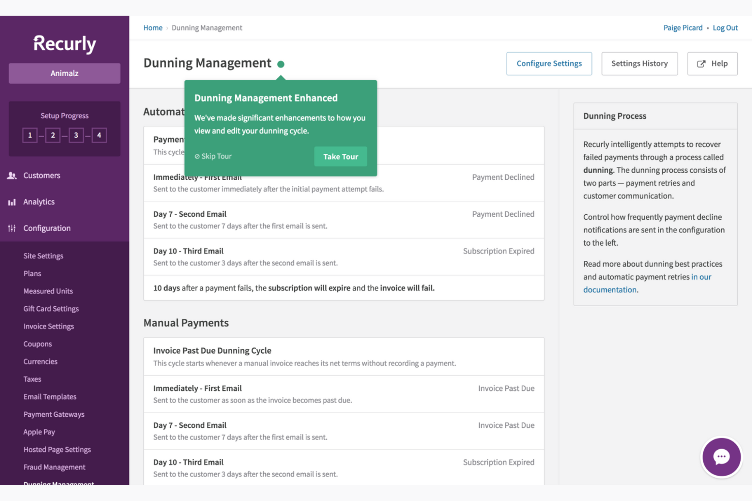 Recurly screenshot - I 10 migliori sistemi di pagamento ricorrente classificati per il 2026
