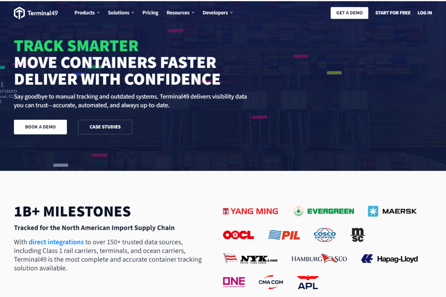 Terminal49 screenshot - I 10 migliori software per il monitoraggio dei container del 2026