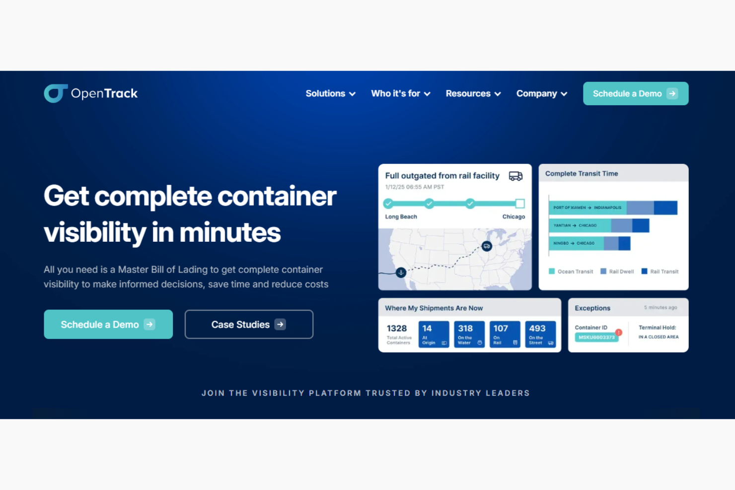 OpenTrack screenshot - I 10 migliori software per il monitoraggio dei container del 2026