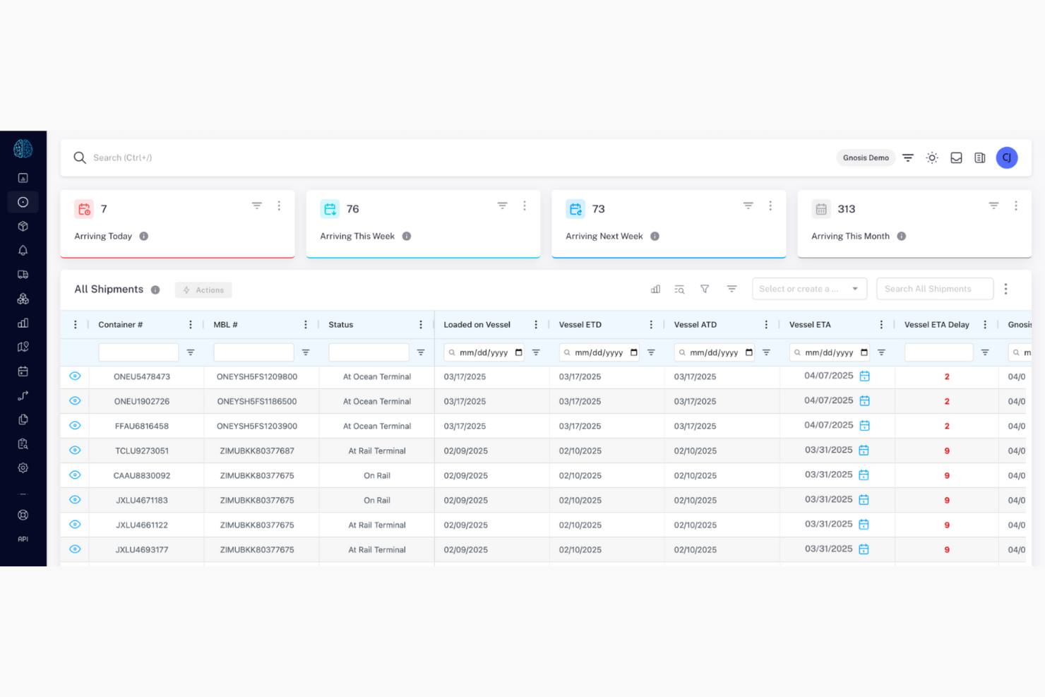 Gnosis Freight screenshot - I 10 migliori software per il monitoraggio dei container del 2026