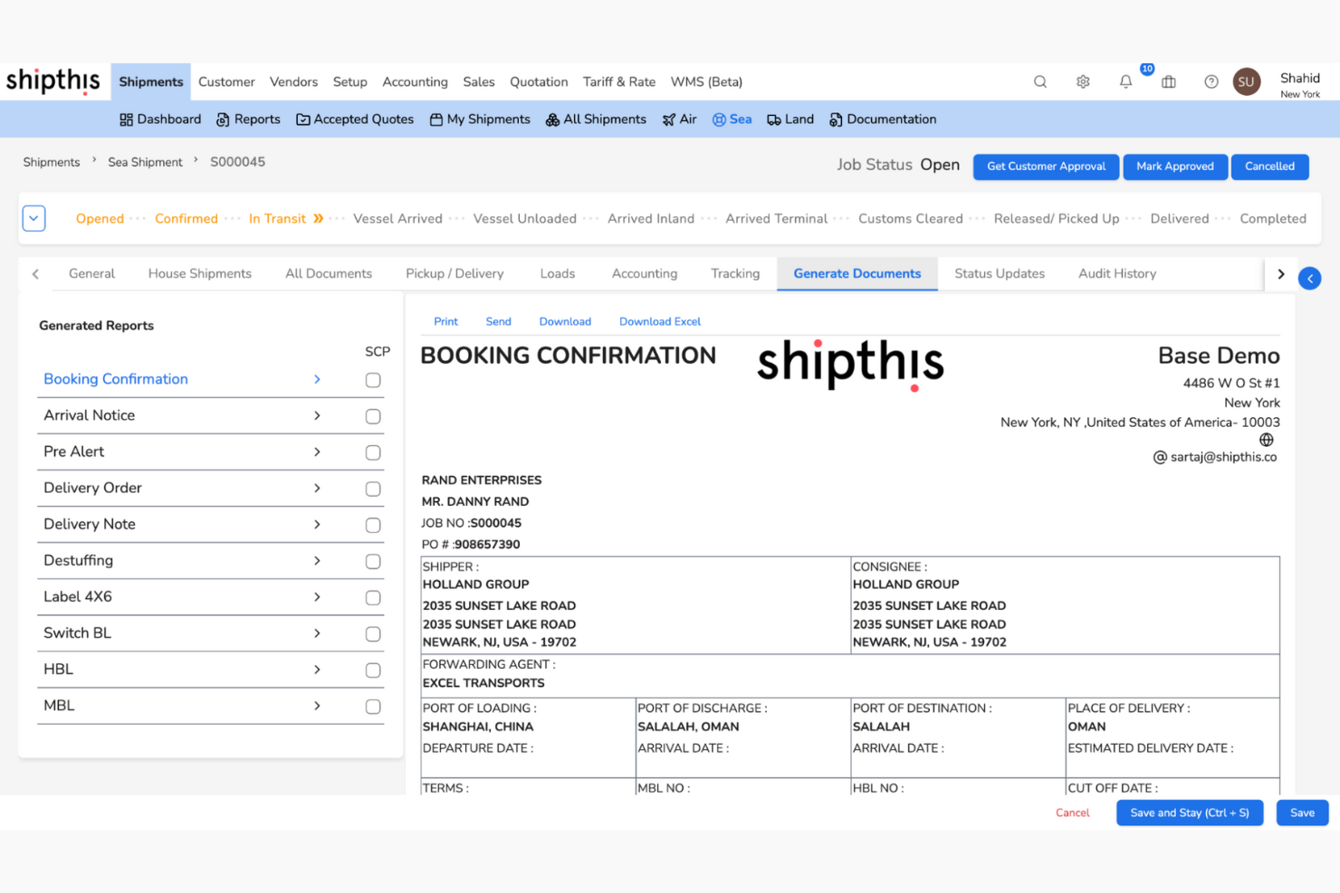 Shipthis screenshot - I 10 migliori software per il monitoraggio dei container del 2026