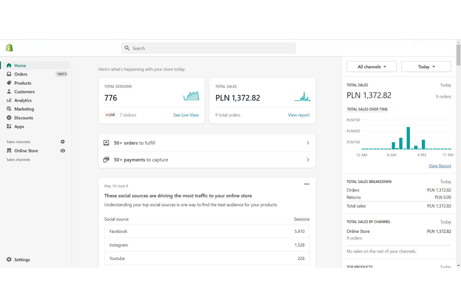 Shopify screenshot - Las 10 mejores alternativas a Squarespace comparadas para 2026