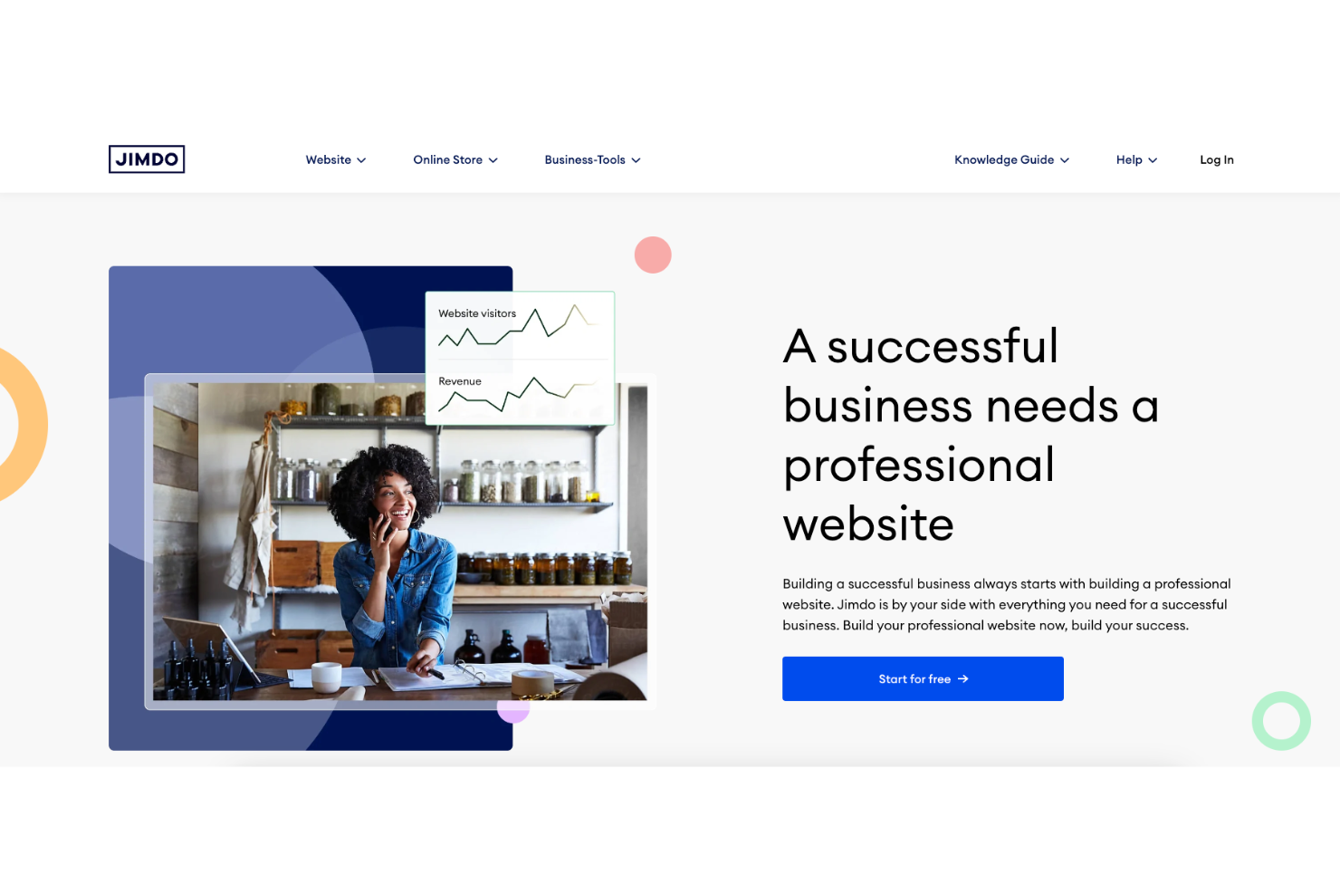 Jimdo screenshot - Le 10 migliori alternative a Squarespace a confronto per il 2026