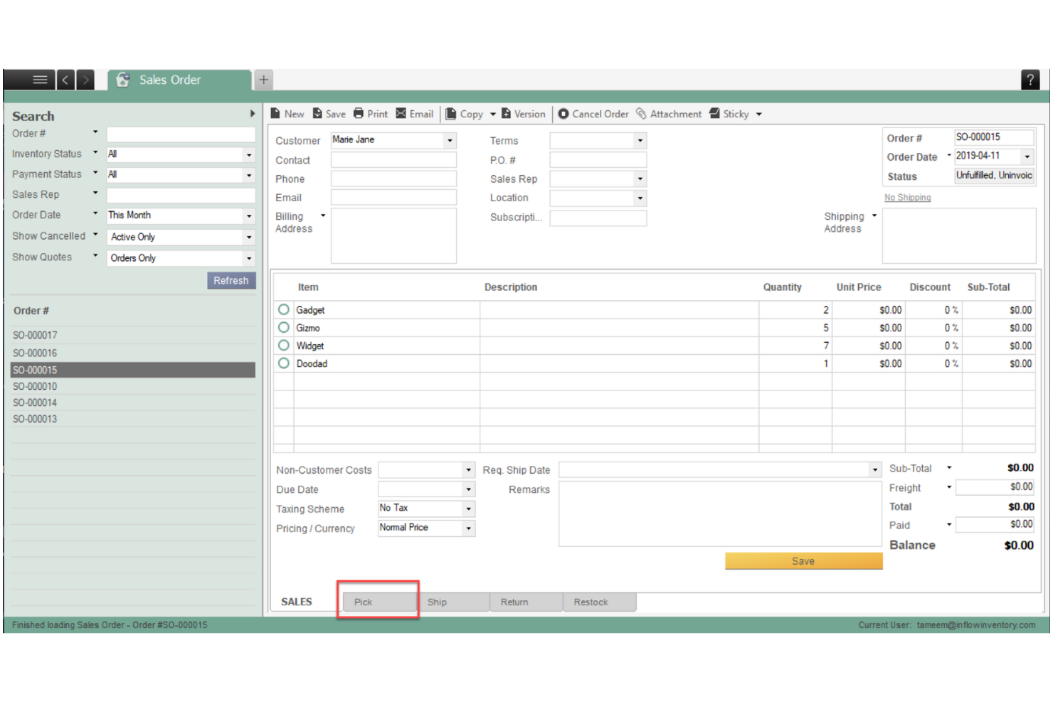 inFlow Inventory screenshot - I 10 migliori software per la gestione dell’inventario dei ricambi per il 2026