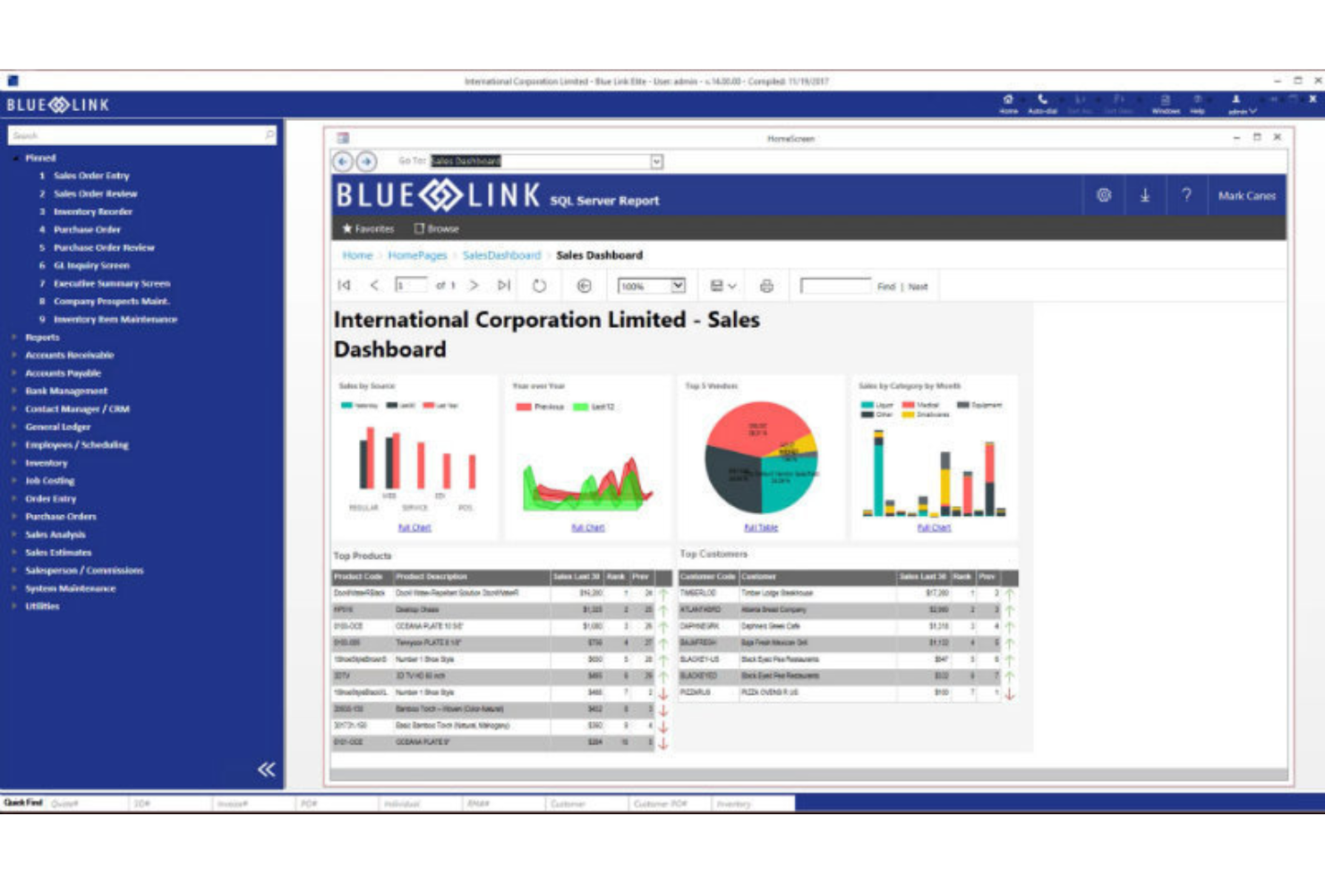 Blue Link ERP screenshot - Los 10 Mejores Software de Gestión de Inventario de Repuestos para 2026