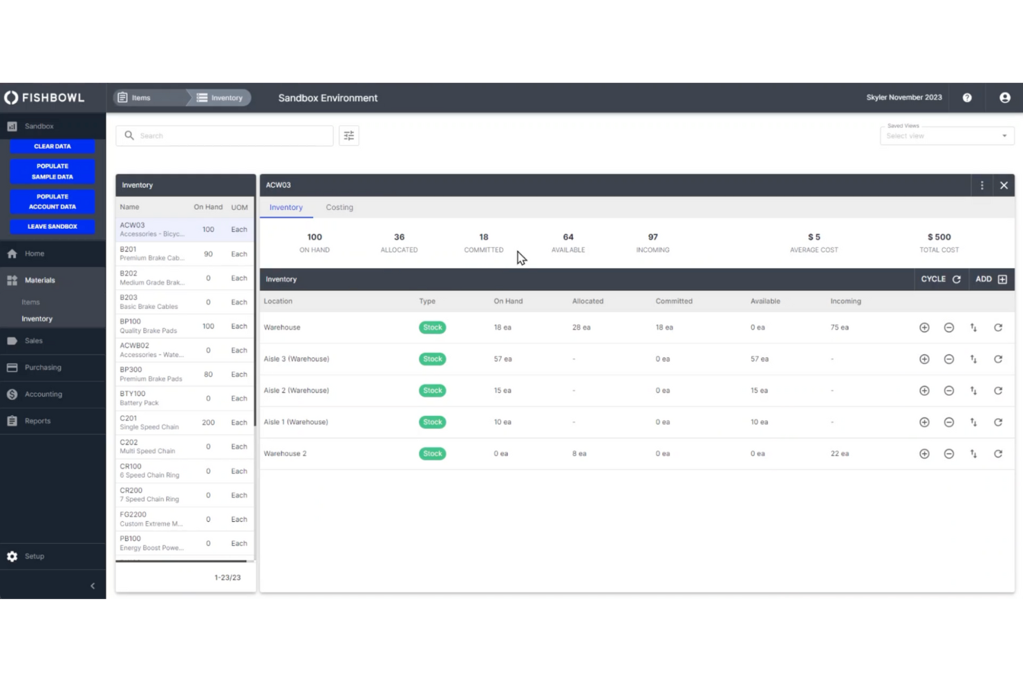 Fishbowl Inventory screenshot - 10 Mejores Herramientas de Gestión de Inventarios Multicanal de 2026