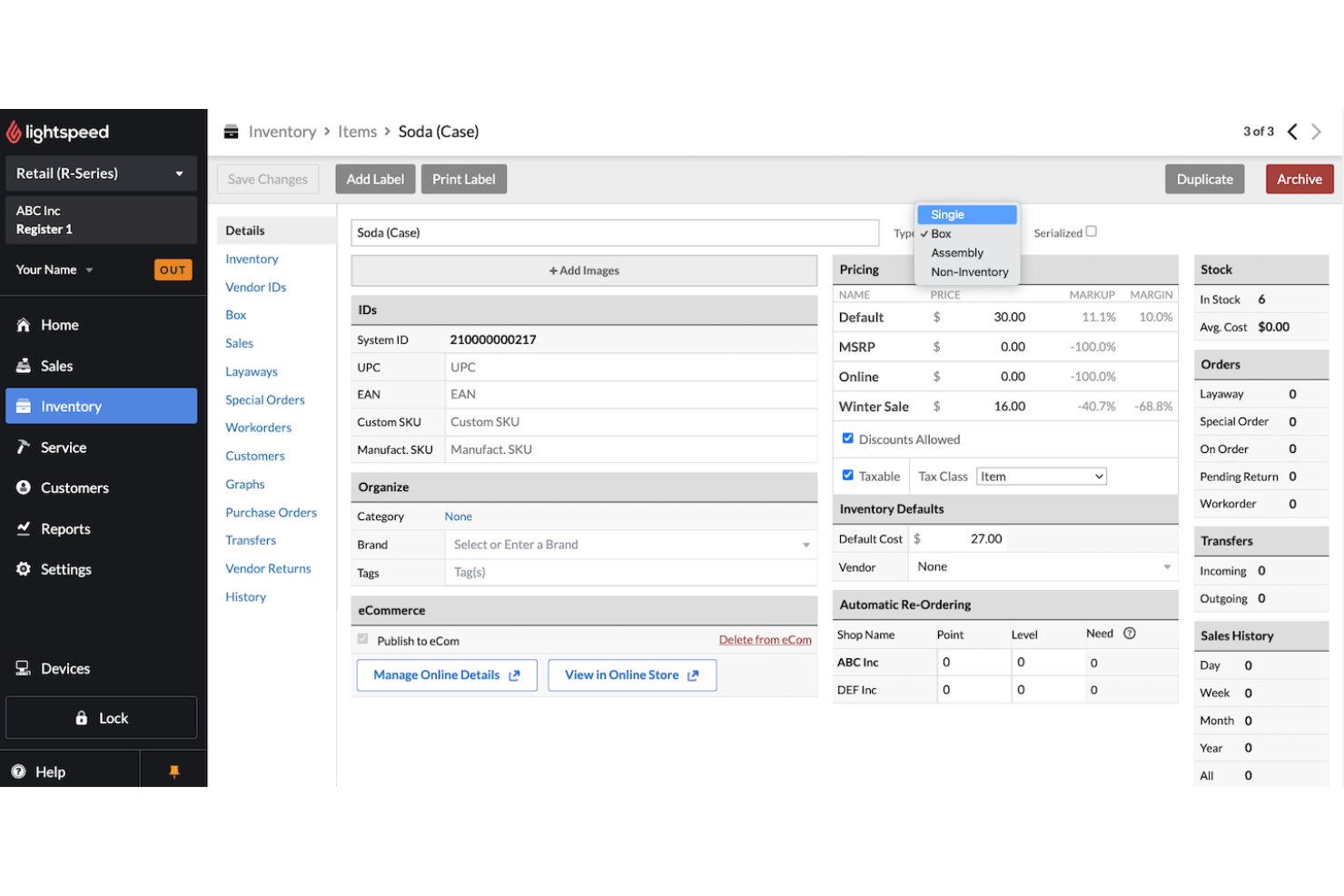 Lightspeed Retail screenshot - I 10 migliori software di gestione dell’inventario POS per il 2026