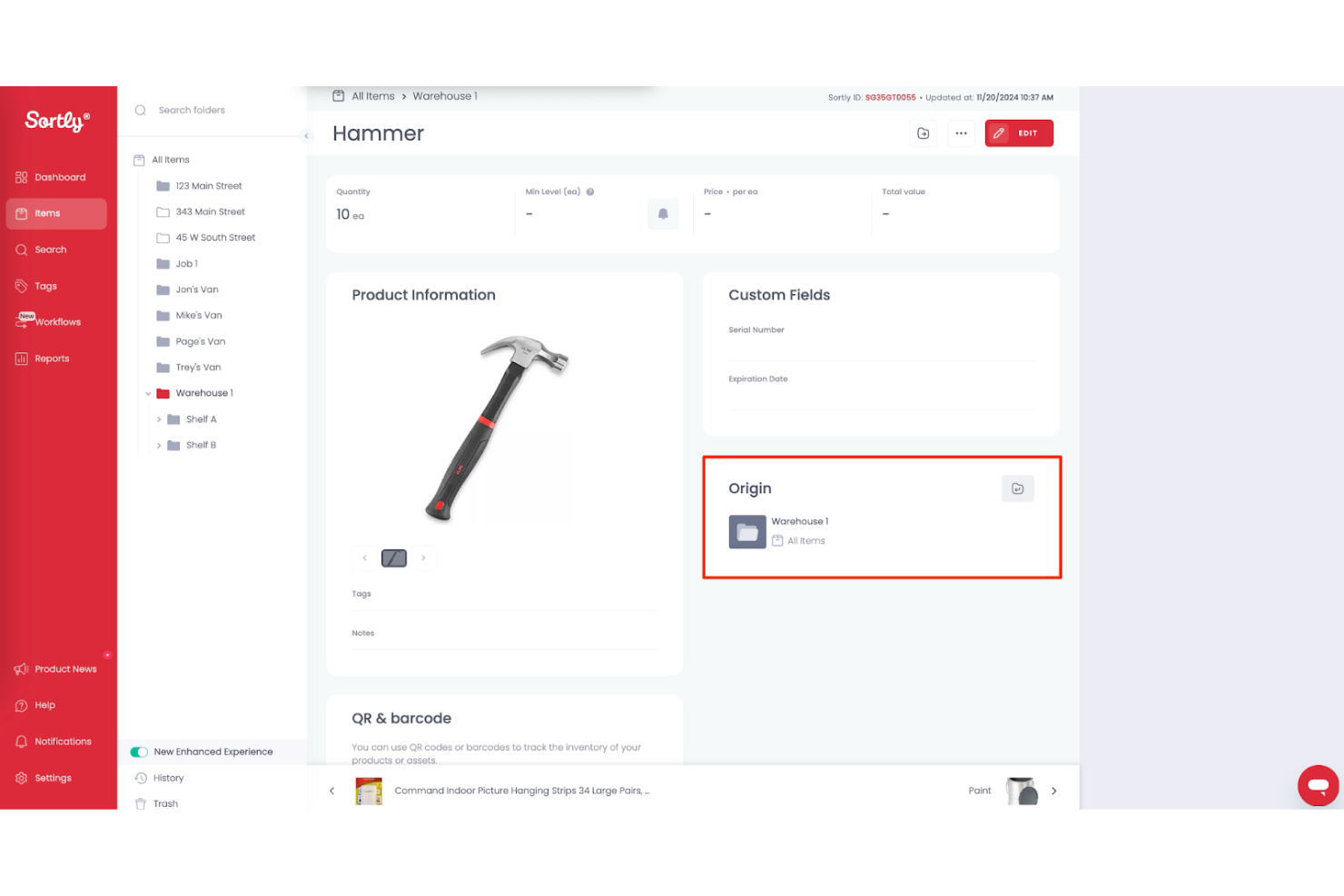 Sortly screenshot - 10 Mejores Programas de Gestión de Inventario con Códigos de Barras para 2026