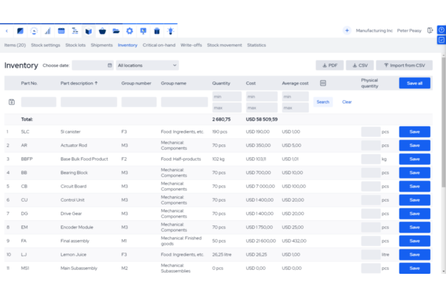 MRPeasy screenshot - 10 Mejores Programas de Gestión de Inventario con Códigos de Barras para 2026