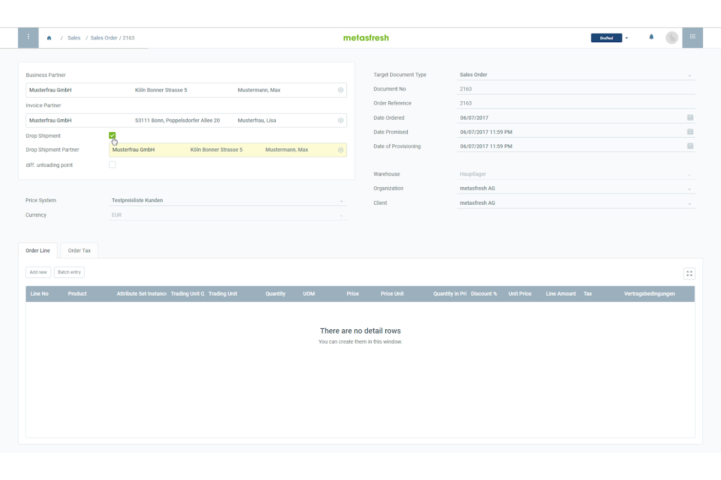 Metasfresh screenshot - Los 10 mejores sistemas de gestión de pedidos de código abierto de 2026