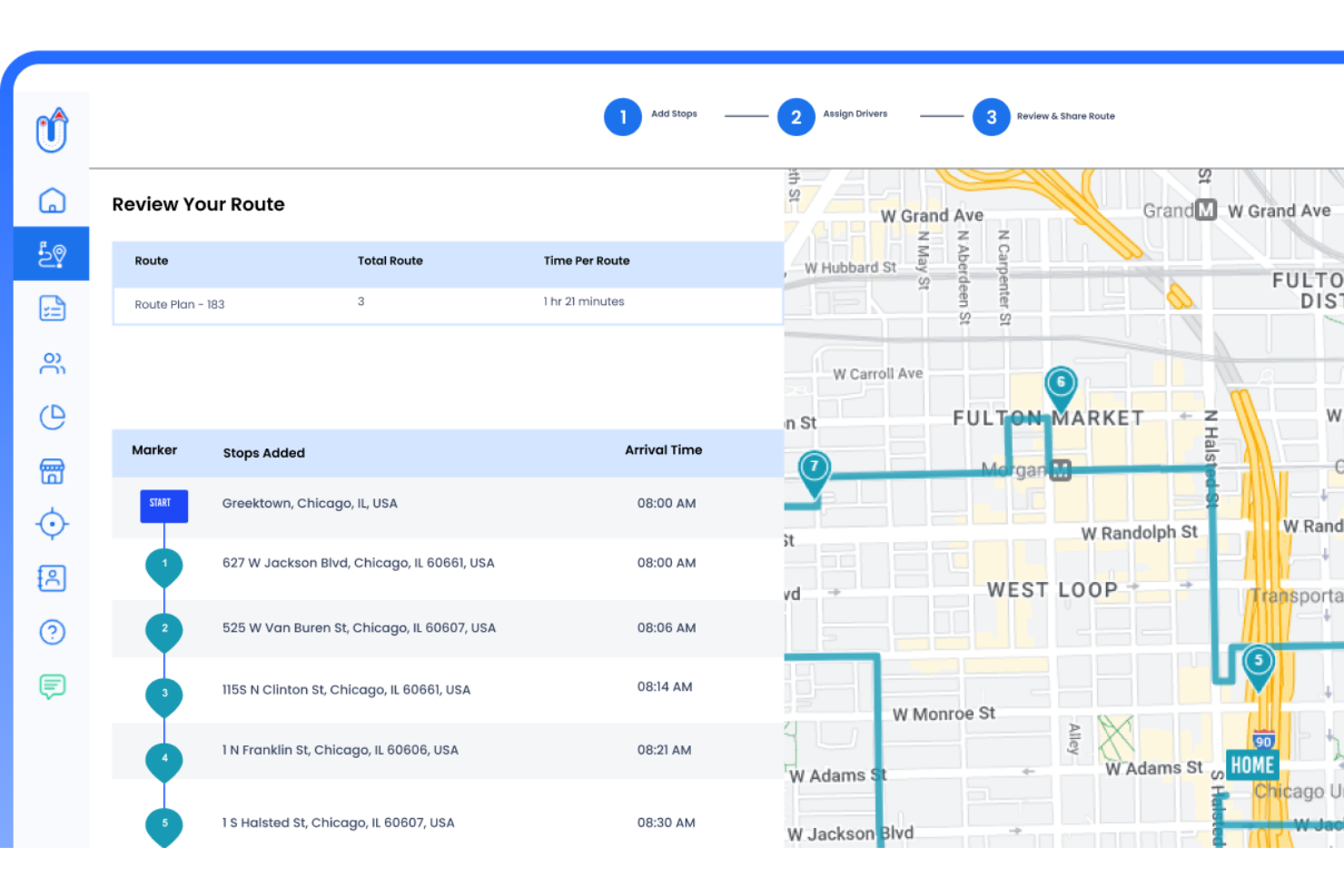 Upper Route Planner screenshot - 10 mejores programas de gestión de entregas para comercio electrónico 2026