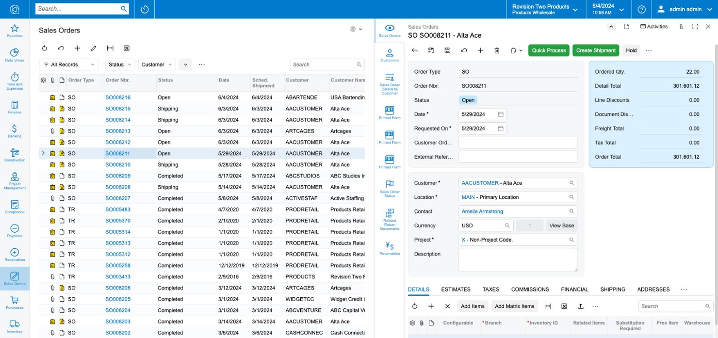 Acumatica screenshot - Los 10 Mejores Sistemas de Gestión de Pedidos Multicanal de 2026