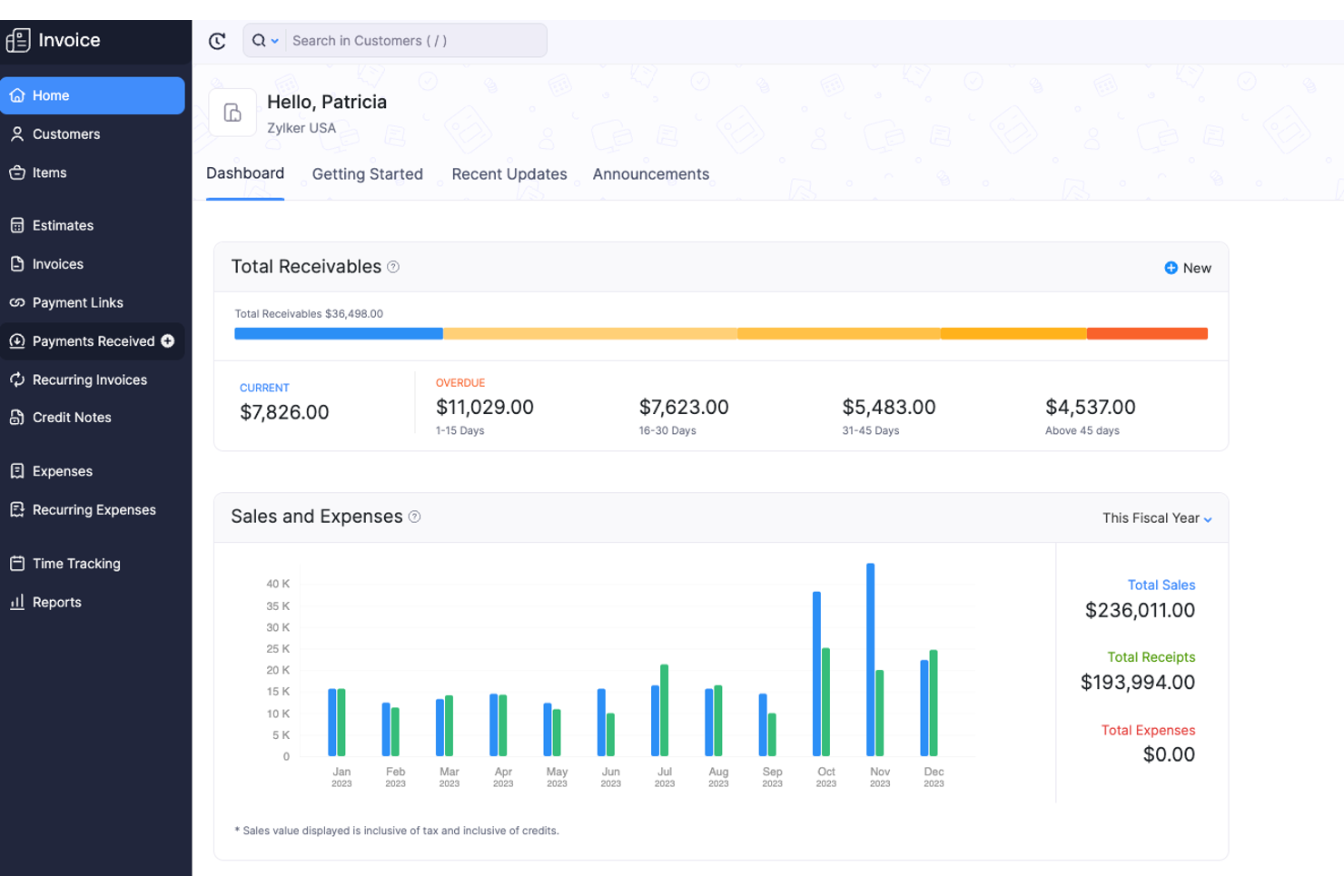 Zoho Billing screenshot - Le 10 Migliori Soluzioni per la Fatturazione in Abbonamento nel 2026