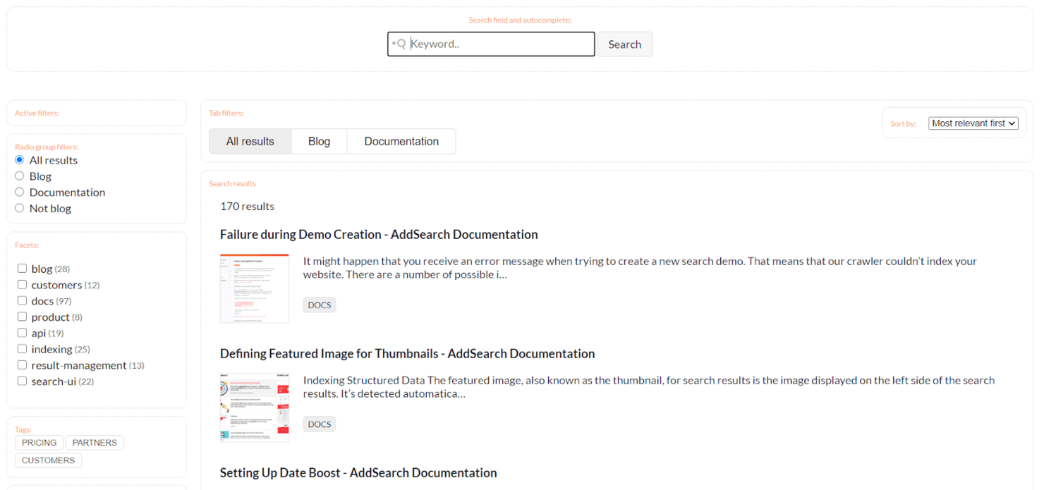 AddSearch screenshot - Los 10 Mejores Software de Búsqueda para Comercio Electrónico Clasificados para 2026