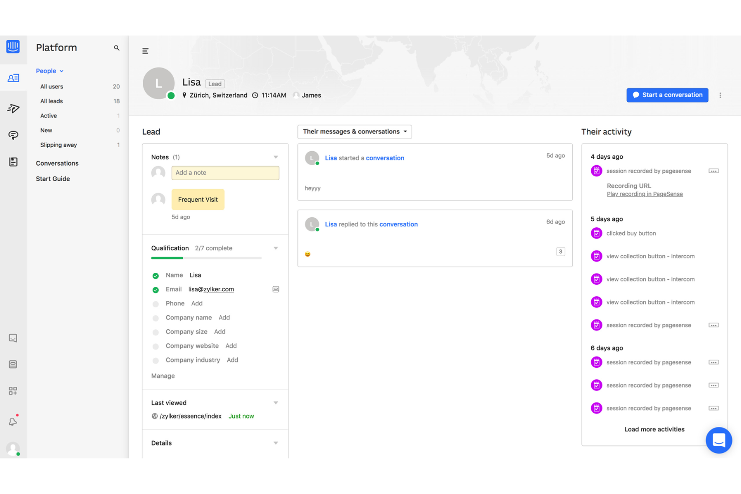 Zoho Pagesense screenshot - Le 10 Migliori Soluzioni di Ottimizzazione del Tasso di Conversione per il 2026