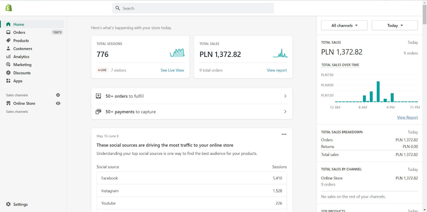Shopify screenshot - Las 10 mejores plataformas de CMS de comercio electrónico clasificadas para 2026